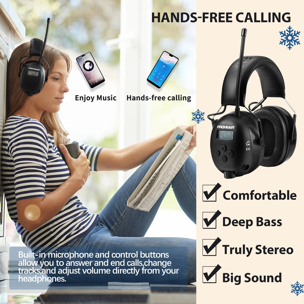 033 Upgraded 5.4 Bluetooth Hearing Protection AM FM Radio Headphones Noise Reduction Safety Earmuffs Gifts for Father