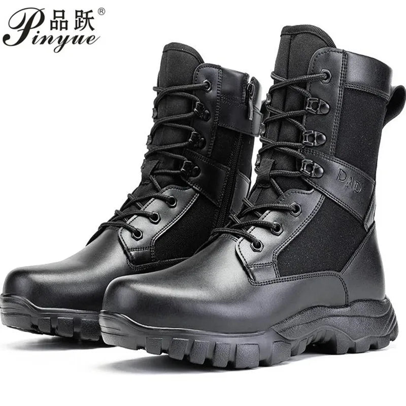 Mens Outdoor Boots Training Hiking Hunting Climbing Breathable Waterproof Desert High Shoes Punk Cowboy Boots