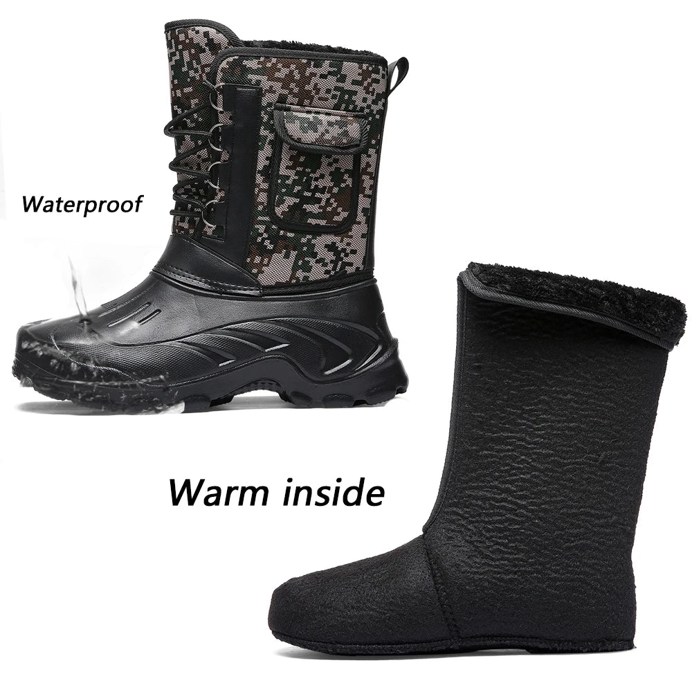Men Winter Boots Warm Waterproof Sneakers 2025 Outdoor Activities Fishing Snow Work Boots Male Footwear Men Shoes Fishing Boots