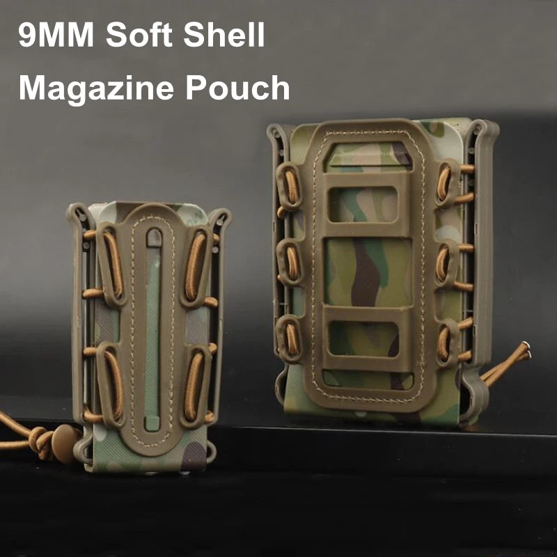 Tactical Magazine Pouch 9 mm Pistol Magazine Pouch Soft Shell Adjustable Hunting Universal Mag Carrier with MOLLE & Belt Clips