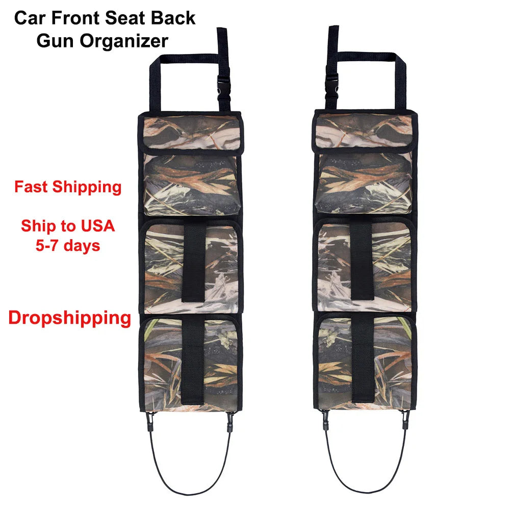 Backseat Gun Sling Rack Holder for Trucks & Cars Tactical  Rifle Organizer with Pockets Hunting Ammo Storage Bag 2pcs