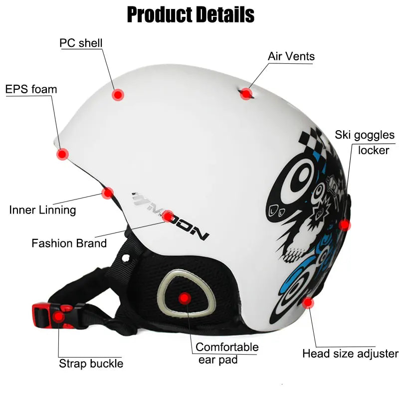 MOON Hot Sale Ski Helmet Integrally-molded Skiing Helmet For Adult and Kids Snow Helmet Safety Skateboard Ski Snowboard Helmet