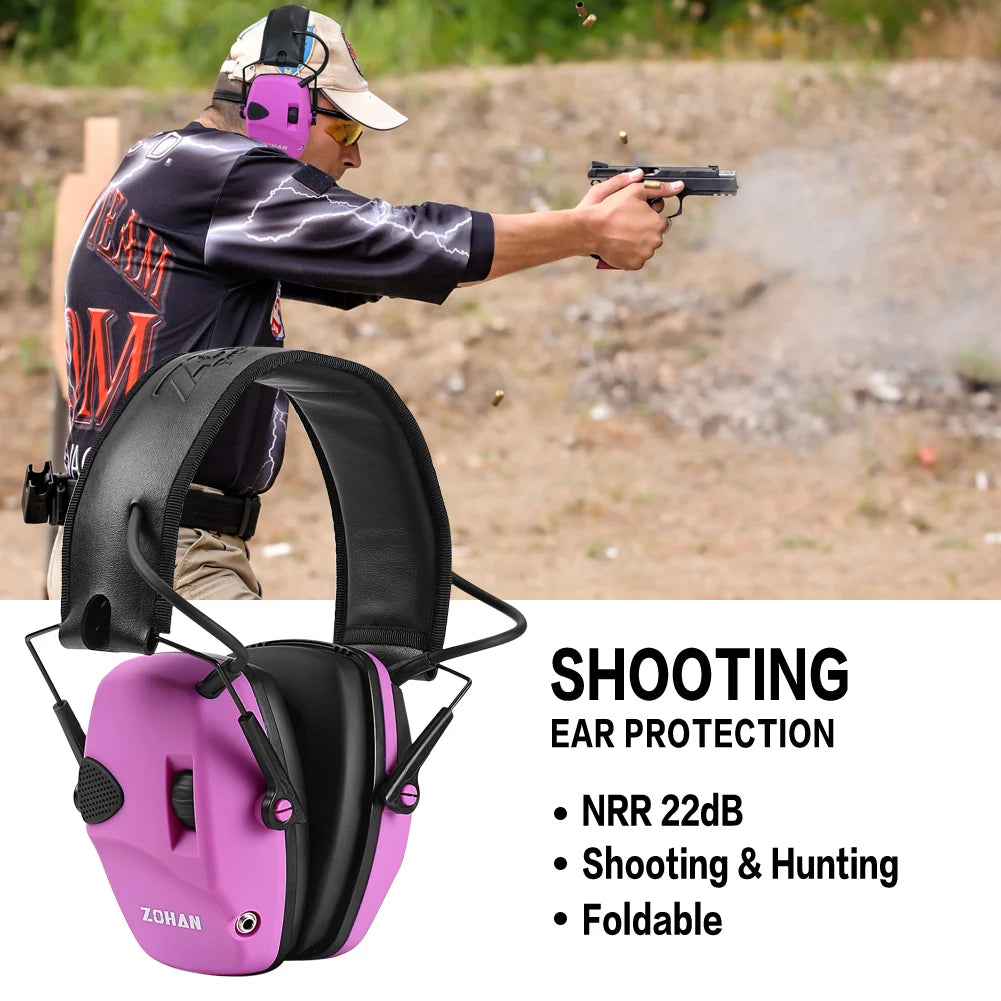 ZOHAN Shooting Headphones Soundproof Earmuffs Tactical Ear Hearing Protection Noise Reduction Headset NRR 22db for Hunting