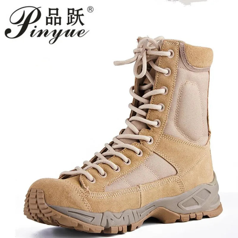 New Sport Men Outdoor Hiking Desert Leather Ankle Boots Male Botas Hombre Jungle Hiking Shoes Men's Ankle Boots 36 46