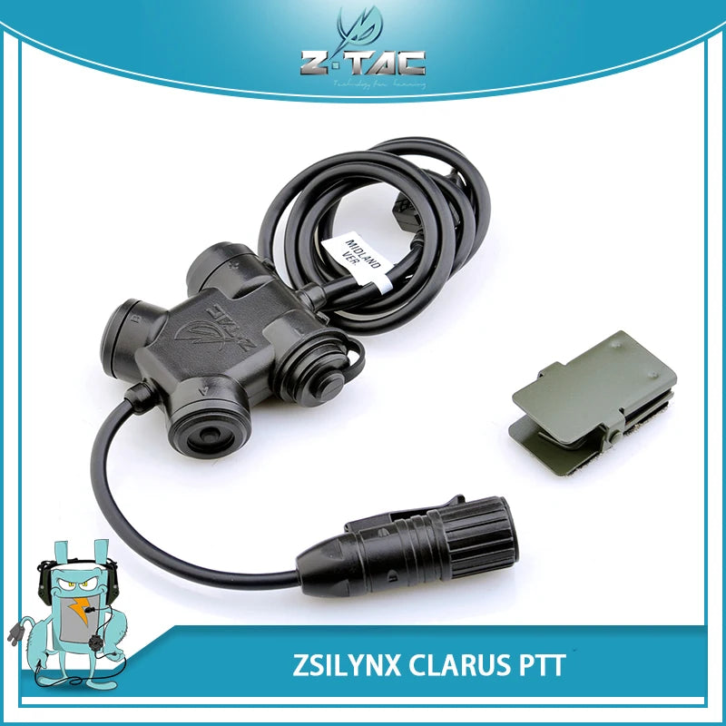Z-TAC Tactical PTT Button for Kenwood Motorola Walkie Talkie Radio Headset Adapter Airsoft Hunting Outdoor Accessory Cable Kit