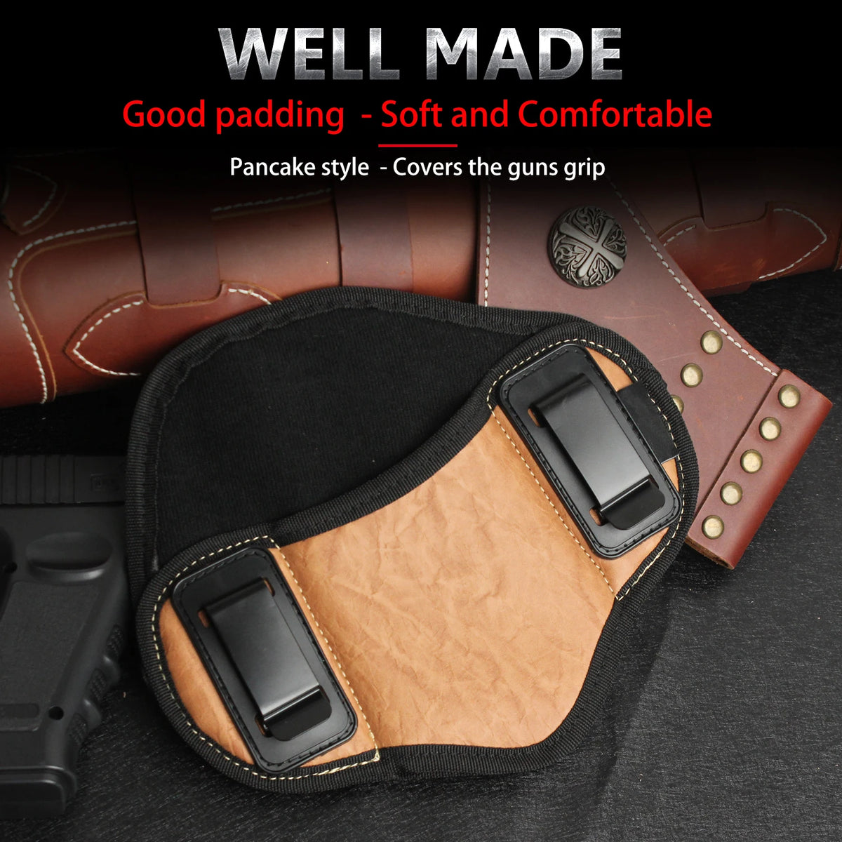 Gun Holster PU Leather Coldre Taurus Concealed Carry Holster Pancake Pistol Gun Bag for Gock 17 19 30 Sig Sauer P226 P250 P320