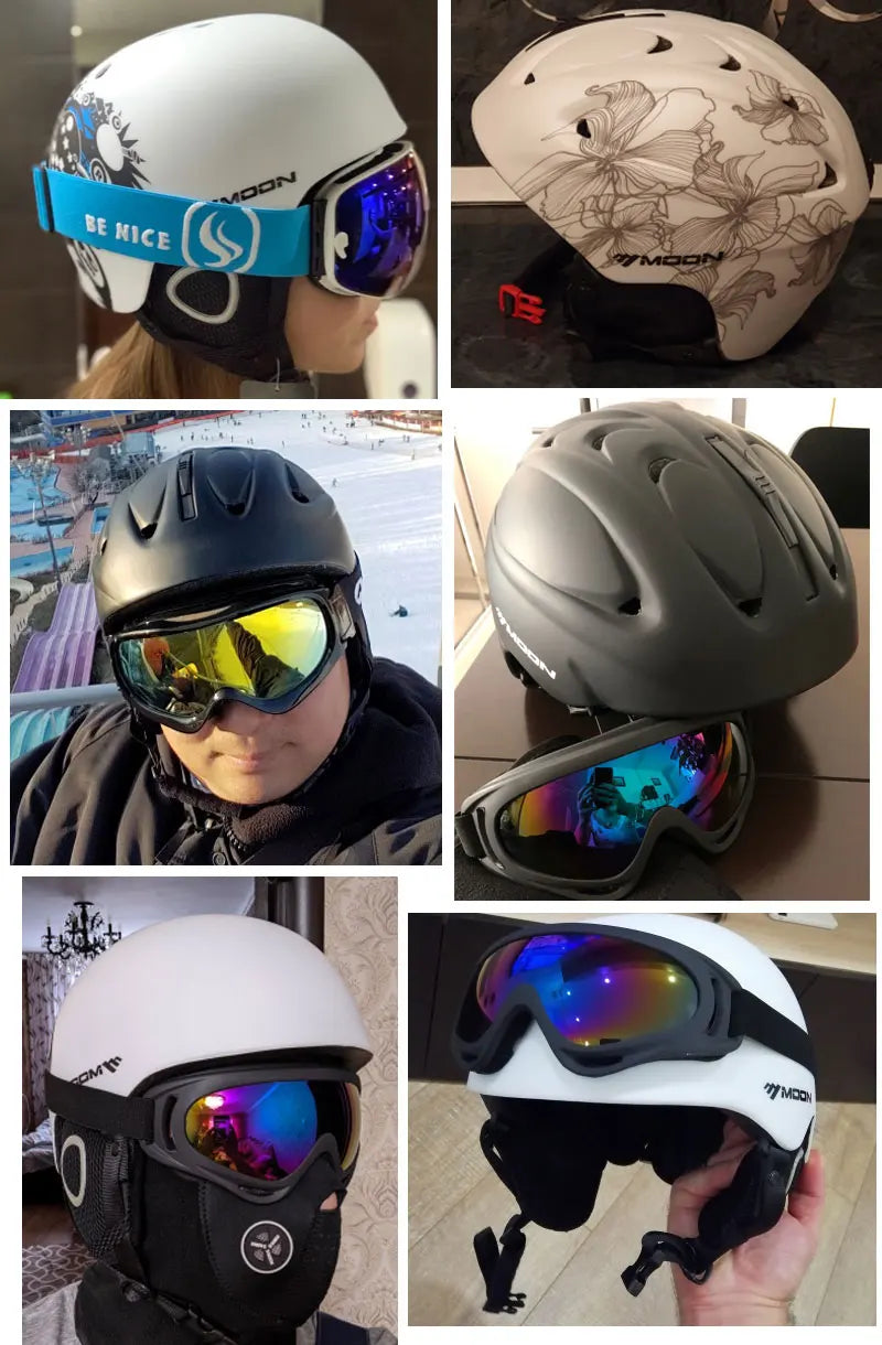 MOON Hot Sale Ski Helmet Integrally-molded Skiing Helmet For Adult and Kids Snow Helmet Safety Skateboard Ski Snowboard Helmet