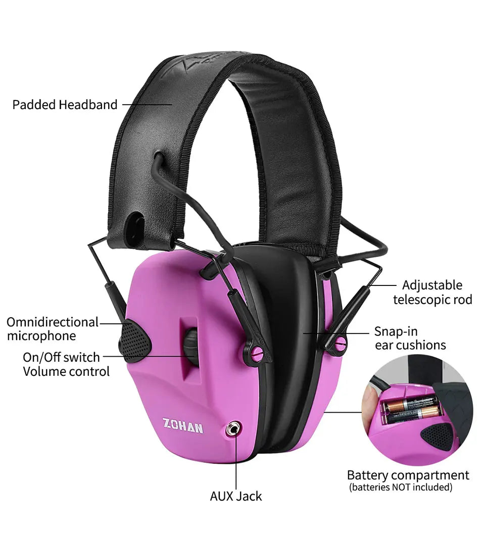 ZOHAN Electronic Hearing Protection Shooting Earmuffs Ear Protection Hunting Protective Anti-noise Headphone for Women Ear Muff