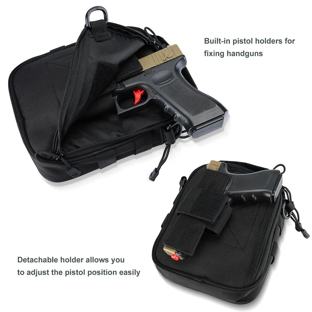 Tactical Pistol Bag EDC Shoulder Bag Hunting Gear Pouch Ammo Accessories Pouch Shooting Range Duffle Bag Gun Holster Pouch