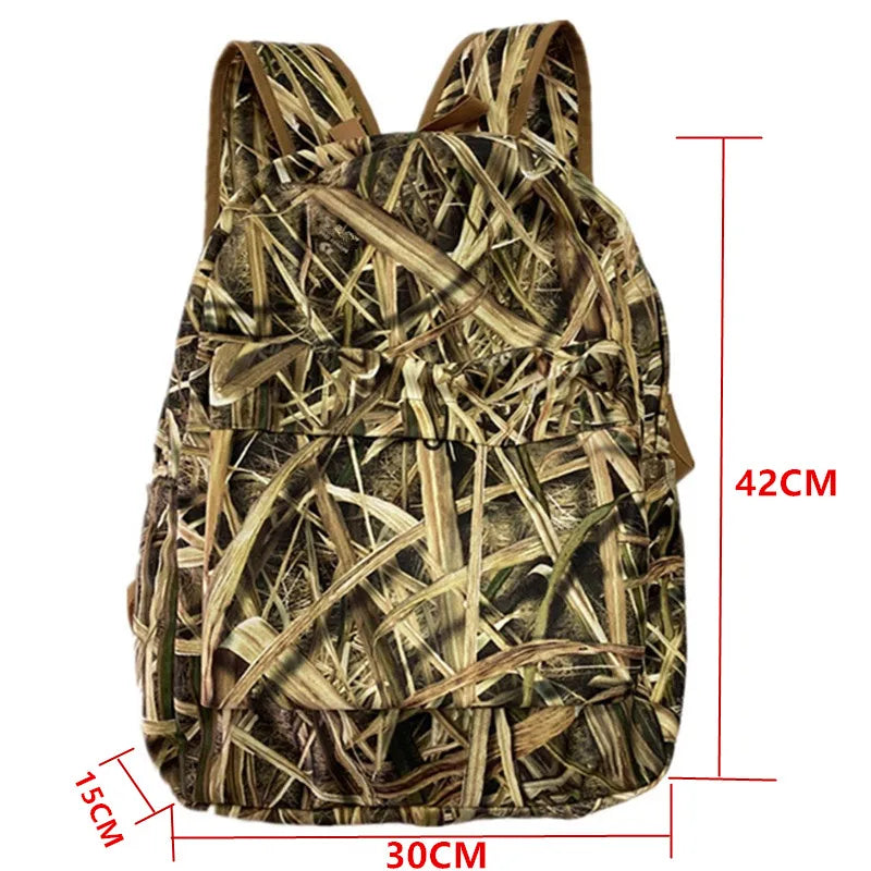 Waterpoof Bionic Camouflage Hunting Fishing Backpack Simple Reed Camo Jungle Backsack Comfortable Soft Shell Foldable Camo Bag