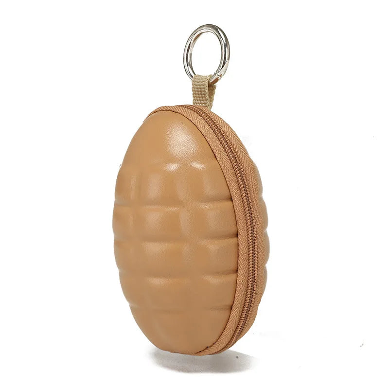 Tactical Grenade Shaped Style Key Wallets PU Leather Hand Zipper Car Coin Purse Knife Pouch Bag Keychain Holder Case Camouflage