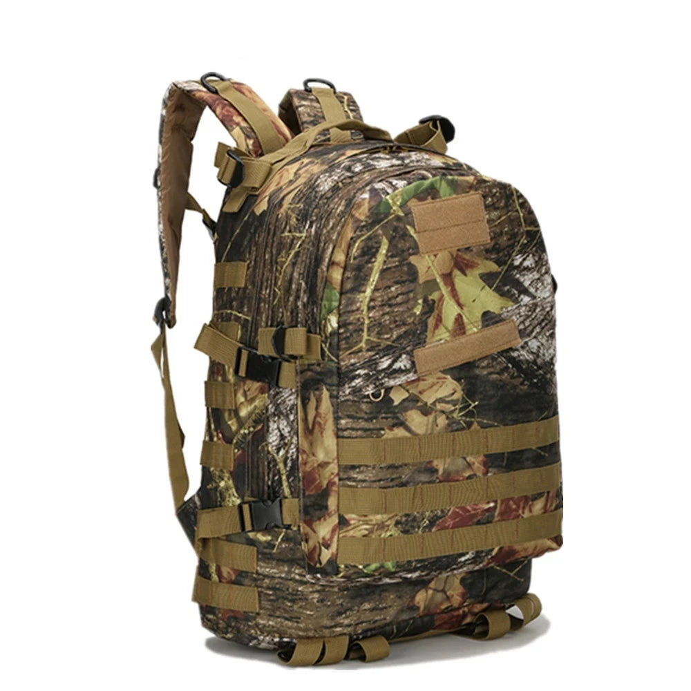 Waterproof Bionic Camouflage Hunting Fishing Backpack Wear Resistant Oxford Fabric 40L Multi-Functional Double Shoulder Bag