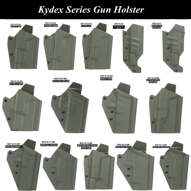 Kydex Holster-G17/19/19x/45 Beretta M9/1911/P226/.45 Handgun Holster Right Hand Hunting Pistol Case Light Beaing Gun Bag