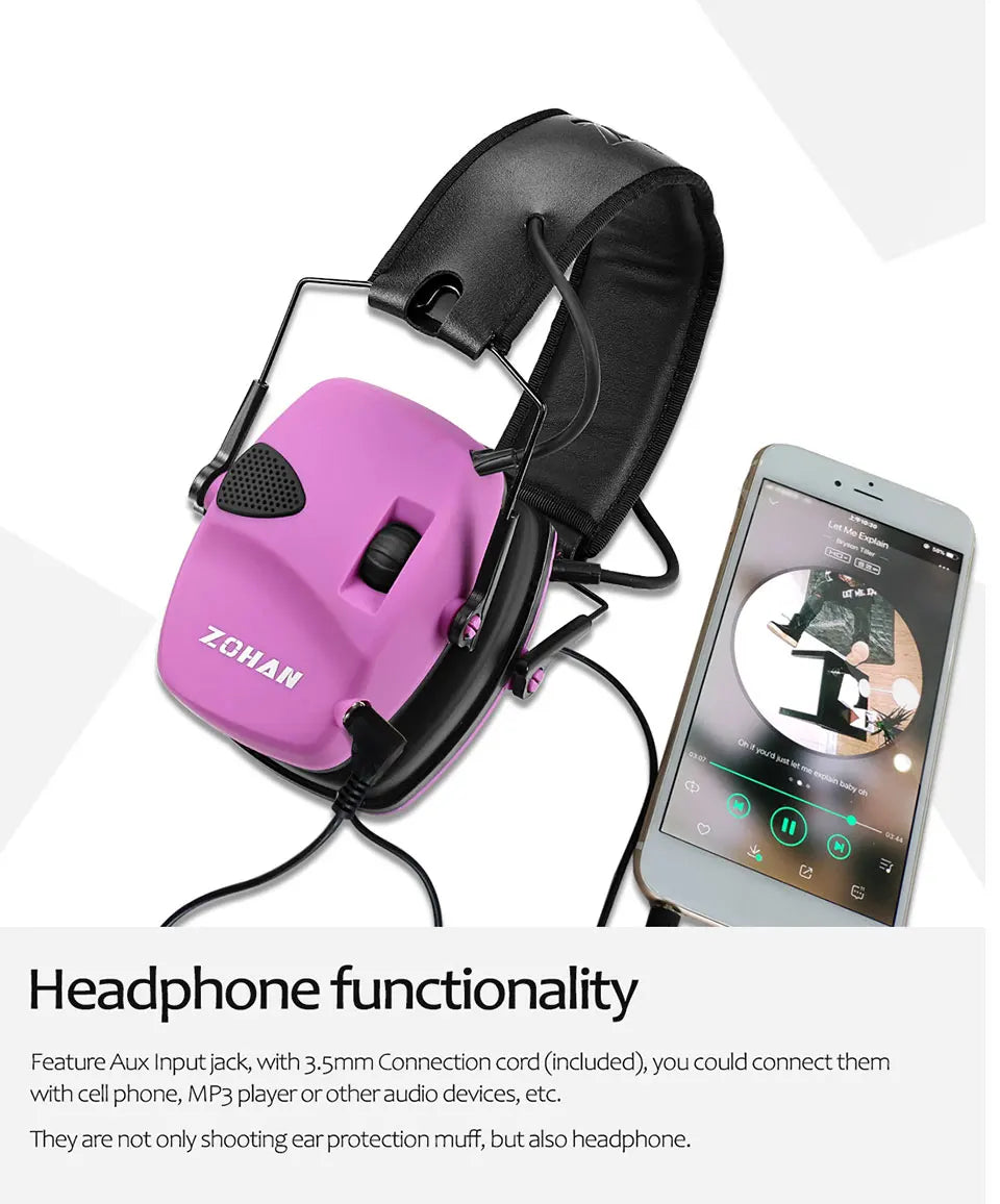 ZOHAN Electronic Hearing Protection Shooting Earmuffs Ear Protection Hunting Protective Anti-noise Headphone for Women Ear Muff