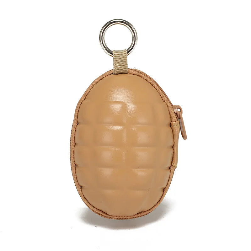 Tactical Grenade Shaped Style Key Wallets PU Leather Hand Zipper Car Coin Purse Knife Pouch Bag Keychain Holder Case Camouflage