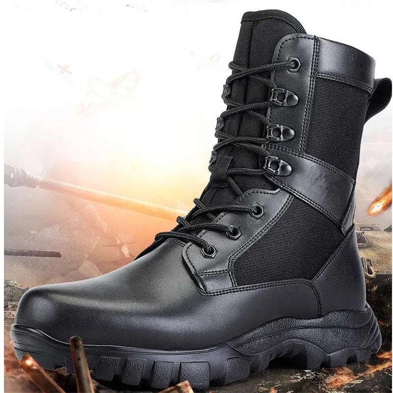 Mens Outdoor Boots Training Hiking Hunting Climbing Breathable Waterproof Desert High Shoes Punk Cowboy Boots