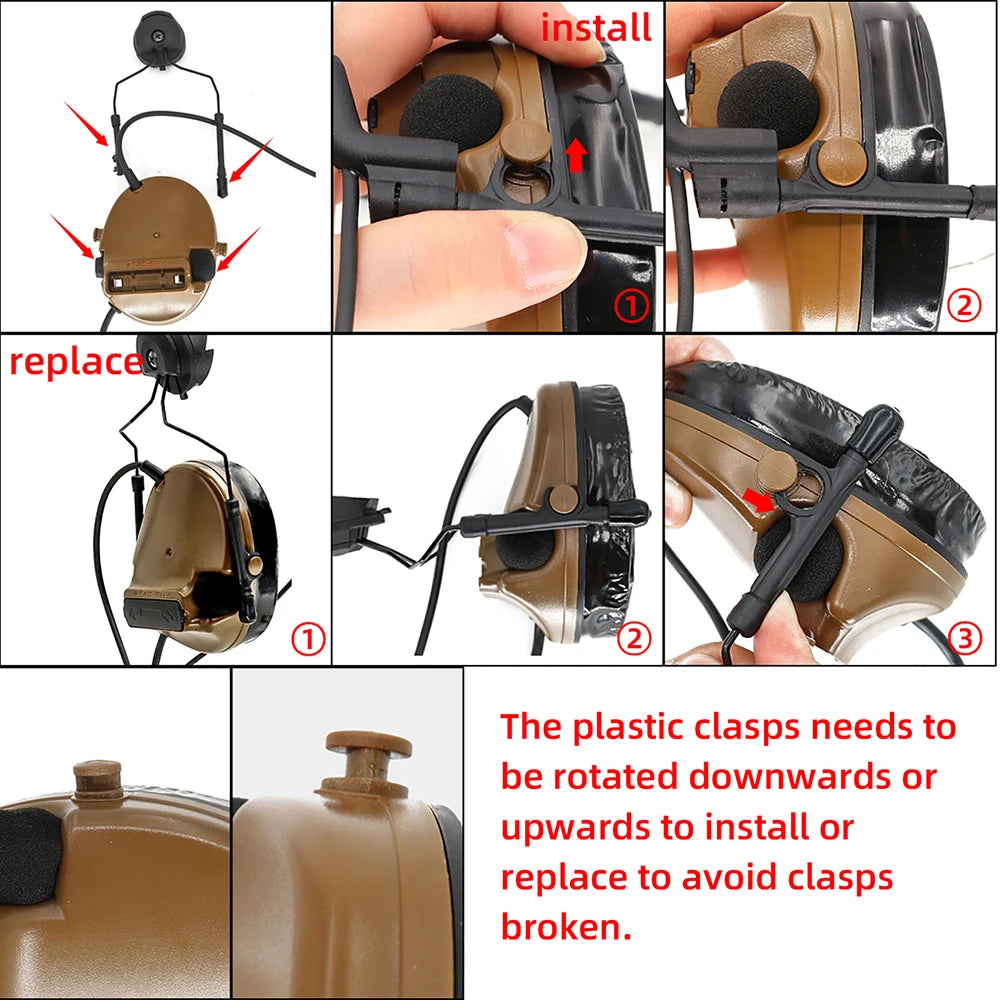 COMTA TAC-SKY Comta Iii Helmet Fast Track Bracket Version Silicone Earmuffs Noise Reduction Pickup Tactical Headset