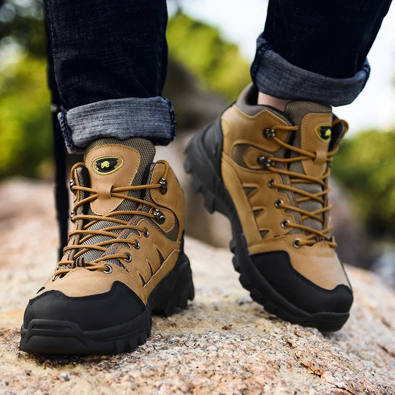Brown Hiking Boots Men Light Comfortable Men Trekking Shoe Travel Shoes Plus Size 47 High top Hiking Shoes Women Camping Sneaker