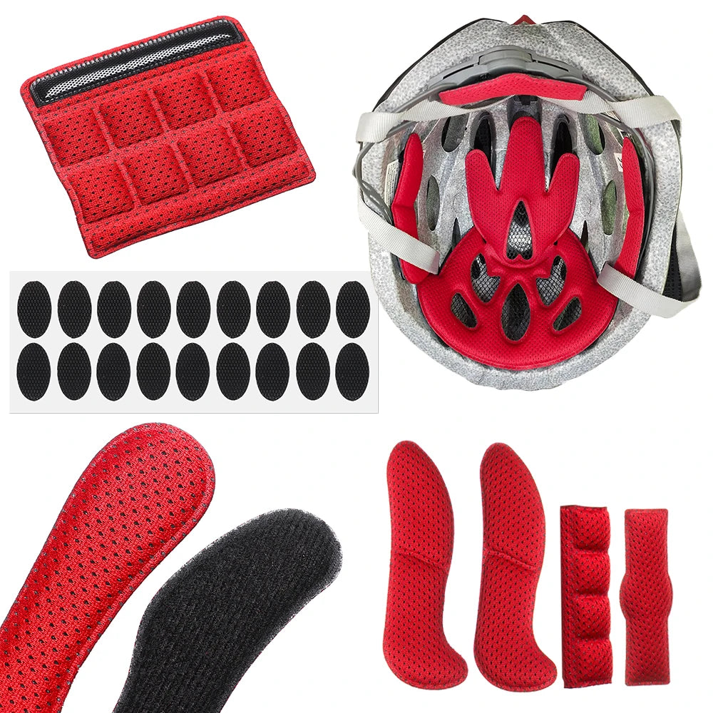 Universal Helmet Padding Kit Sponge Pad Bike Motorcycle Bicycle Replacement Pads Set with Insect Net Outdoor Sports