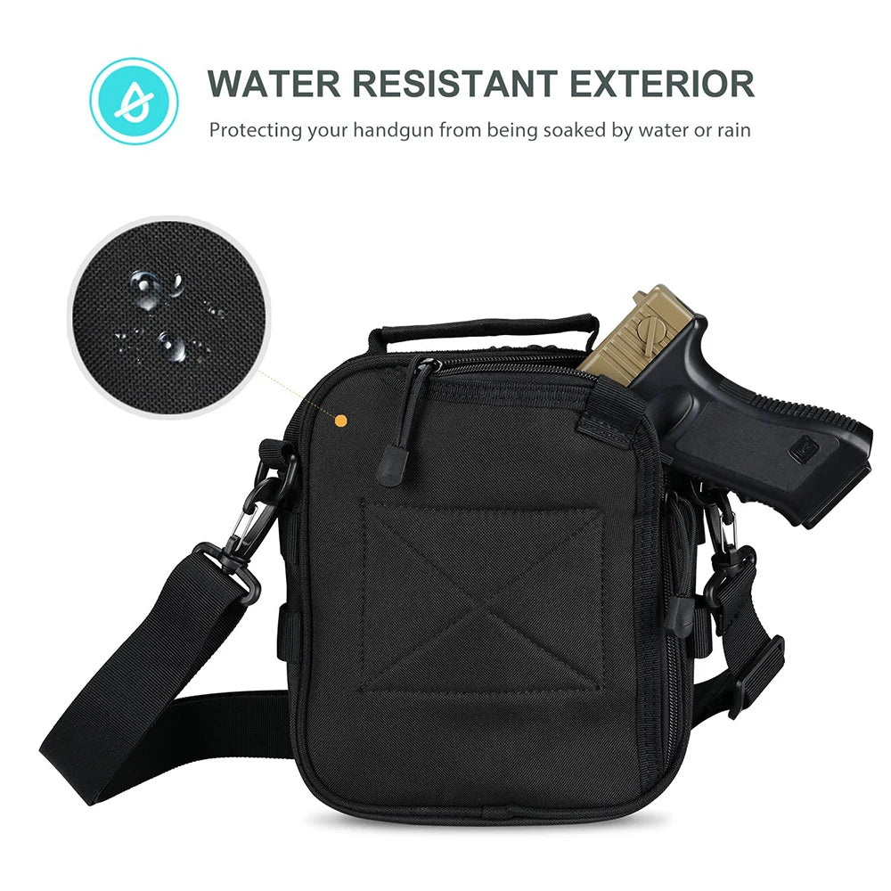 Tactical Pistol Bag EDC Shoulder Bag Hunting Gear Pouch Ammo Accessories Pouch Shooting Range Duffle Bag Gun Holster Pouch