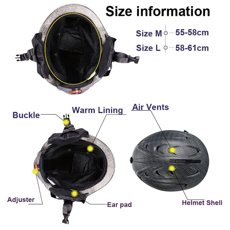 CE Certification PC+EPS Adult Ski Helmet Men Women Skating Skateboard Helmet Snow Sports Snowboard Helmets with Goggles 2 Gifts
