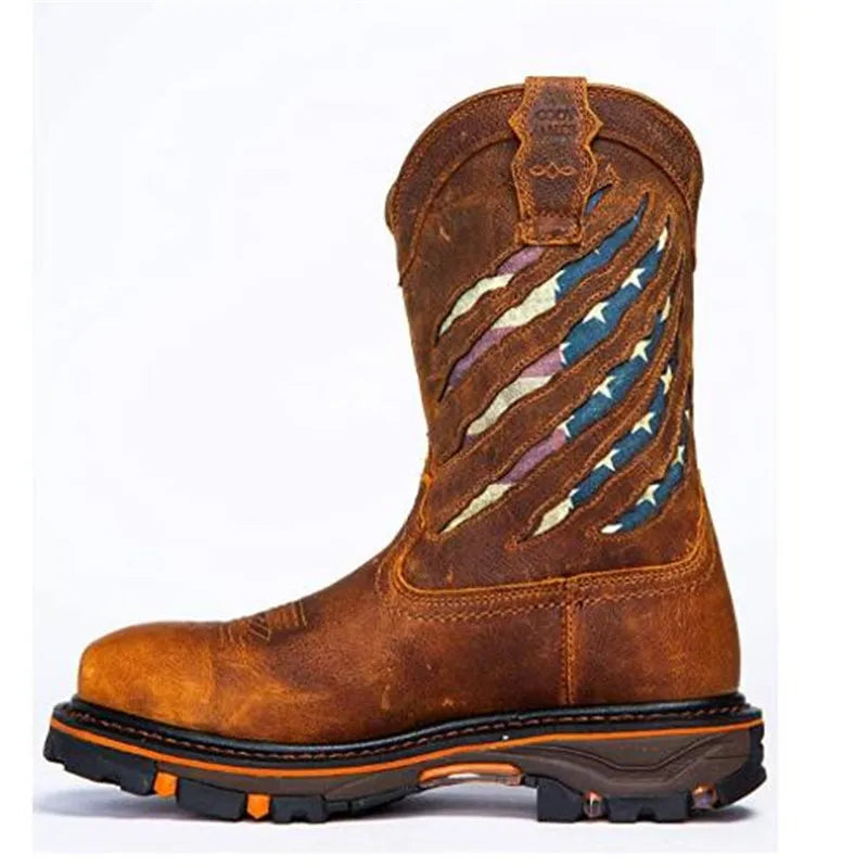 New Classic Denim Boots V-bottom Genuine Goodyear Handicraft Men's Boots Round Head Locomotive Boots Zapato De Hombre 35 48