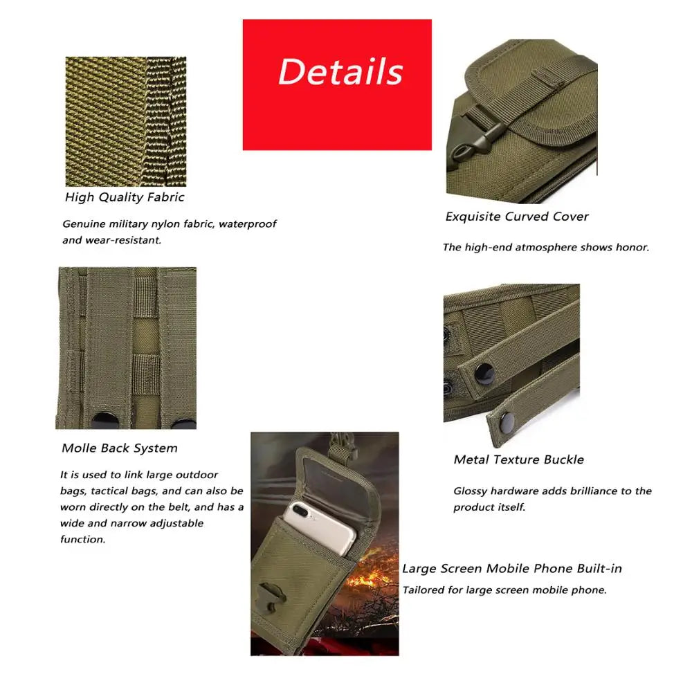 Molle Phone Pouch Outdoor Sports Tactical Molle Waist Accessories Bag Phone Belt Pouch Cell Phone Holder Mobile Phone Case