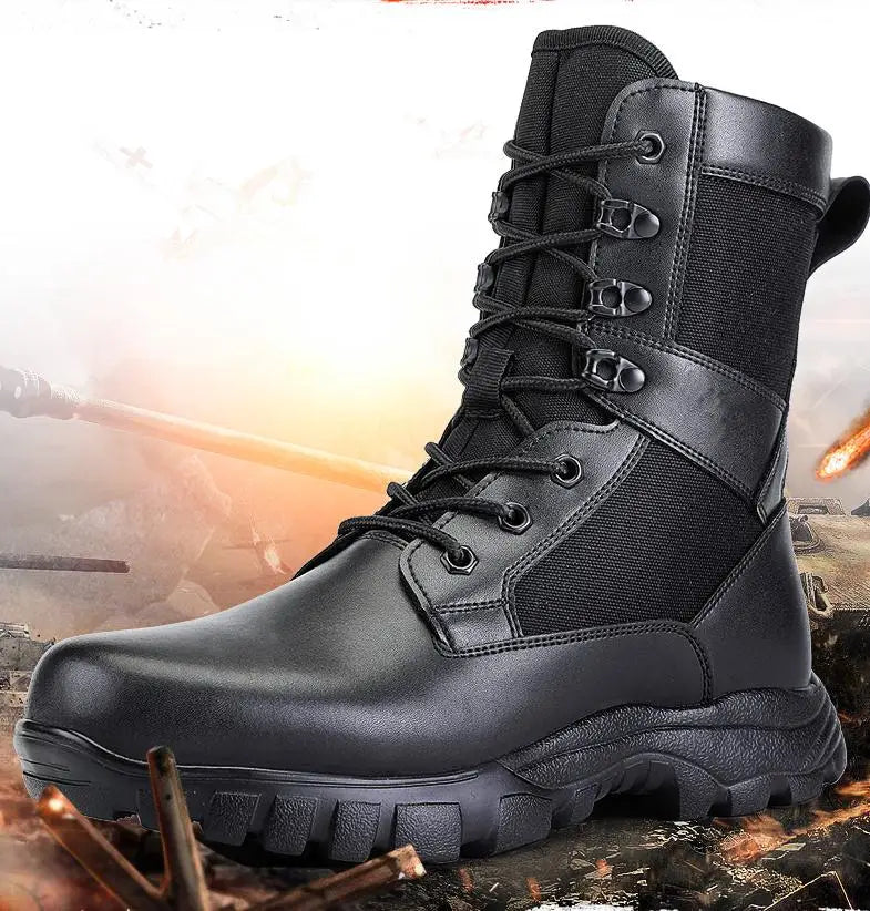 Mens Outdoor Boots Training Hiking Hunting Climbing Breathable Waterproof Desert High Shoes Punk Cowboy Boots