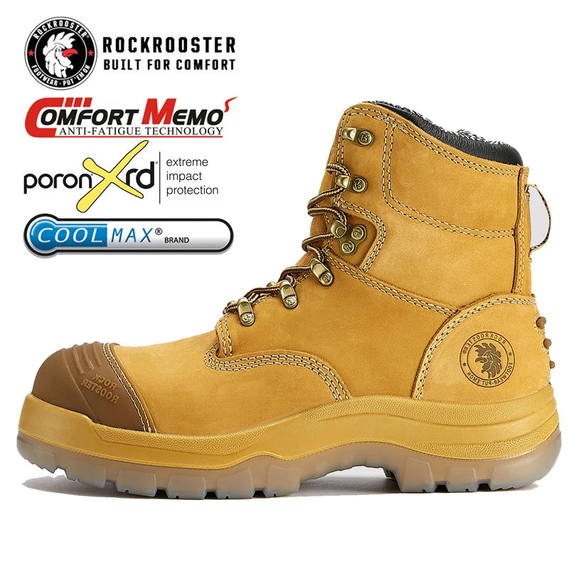 ROCKROOSTER Hiking Shoes Men Waterproof Hunting Boots Leather Safety Shoes Tactical Ankle steel toe Sneakers trekking Boots