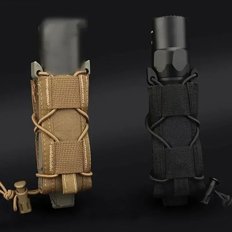 Tactical Magazine Pouch 9MM Pistol Single Mag Bag Molle Flashlight Pouches Torch Holder Hunting Knife Holster Shooting Airsoft