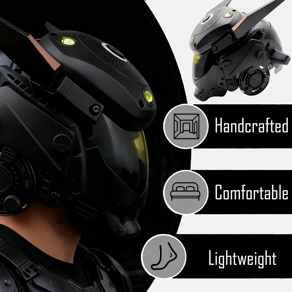 Mechanical Illuminated Cyberpunk Helmet, Multifunctional Outdoor Tactical Helmet, Protective Headgear for Partie Role Play