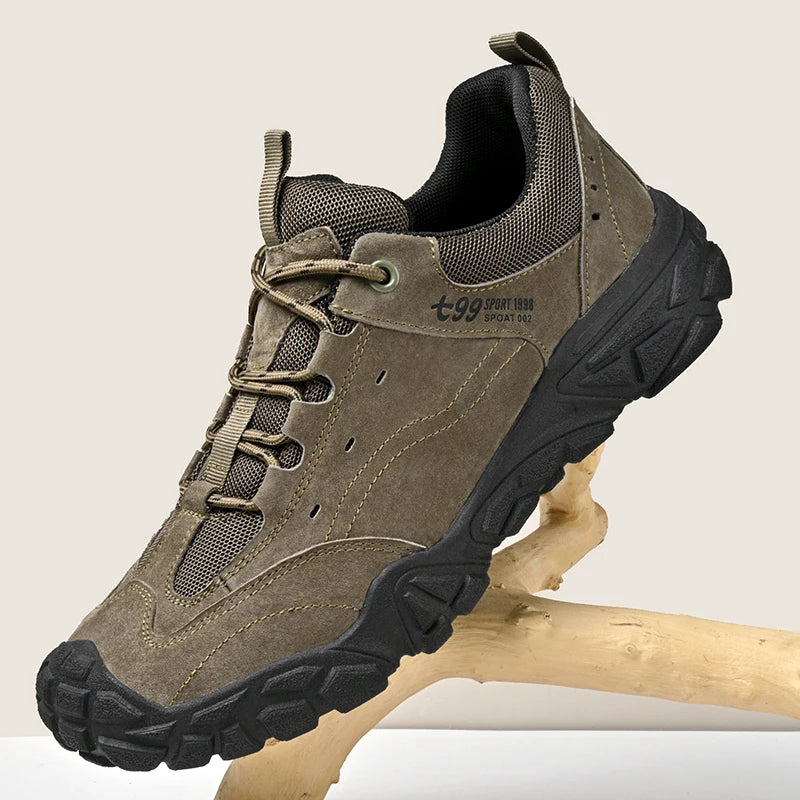 Vintage Style Men's Casual Shoes Anti-Slip Suede Leather Sneakers Lightweight Sports Shoes Round Toe Treking Footwear Trainers
