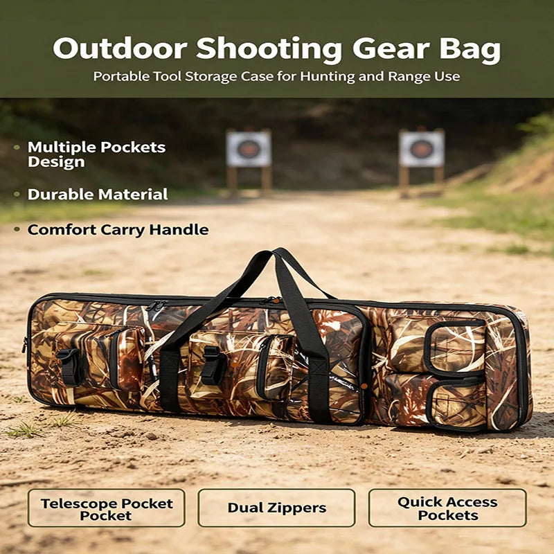 Multi-Pocket Tactical Gun Bag, Wear Resistant Oxford Fabric Portable Storage Case for Outdoor Shooting Hunting Gear
