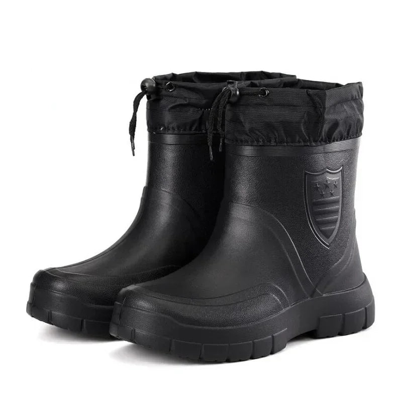 Men's Snow Boots Warm Waterproof Rain Boots Plush Anti Slip EVA Comfortable Winter Outdoor Kitchen Work Wear-resistant Men Shoes
