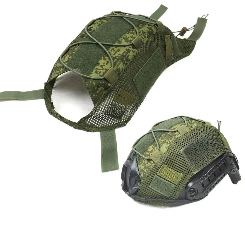 Tactical Helmet Cover for Outdoor Sports Compatible with FAST Helmet Camo Elastic Rope Waterproof Oxford Fabric