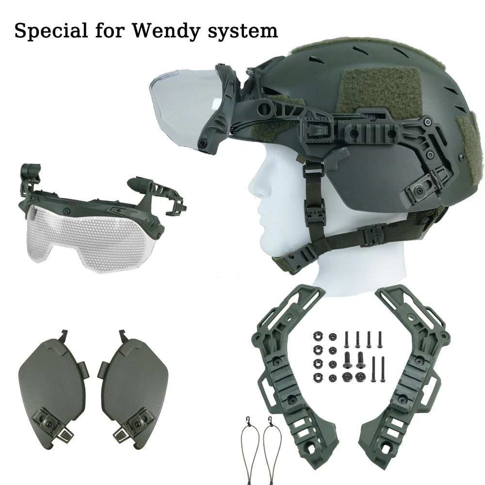 BOOIU Wendy Helmet Goggles Adjustable Wendy Guide Rail Wind-proof Wendy Ears ABS Hunting Protection Wendy Helmet Accessories