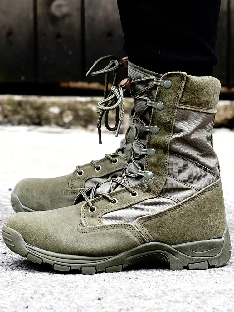 ZS High Top Hiking Boots Green Desert Boots Lightweight Training Shoes Outdoor Trekking Travel Camping Climbing Sports Sneakers