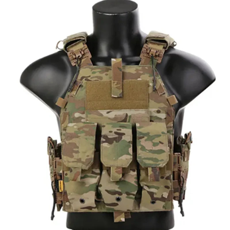 500D Nylon Fabric Quick Releaseable 6094K Tactical Vest With Triple Magazine Pouch