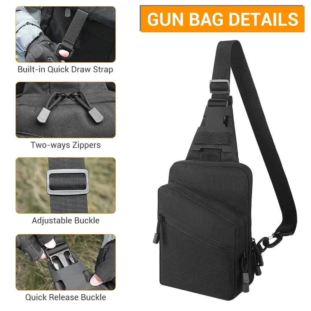 Concealed Carry Gun Bag Pistol Handgun Holster Outdoor Hunting Bag Crossbody Shoulder Pouch Chest Bag EDC Tools Storage Pouch