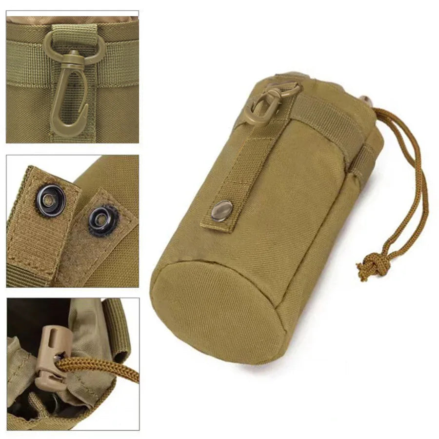 Outdoor Molle Water Bottle Bag Rack Camping Hiking Bicycle Bottle Bag Pulling Rope Multi functional Bottle Bag