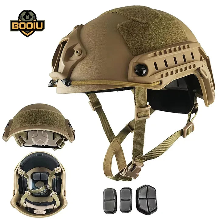 BOOIU Airsoft Tactical Helmet Adjustable Knob Thicken ABS Outdoor Fast MH/PJ Helmet Riding Shooting CS Protective Safety Gear