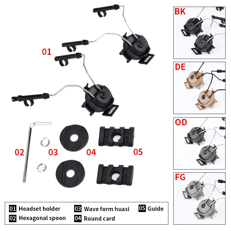 Tactic Fast Rail Mounts Adapter Headset Bracket headphone Holder Set Shooting Helmet ARC Rail Adapter sordin