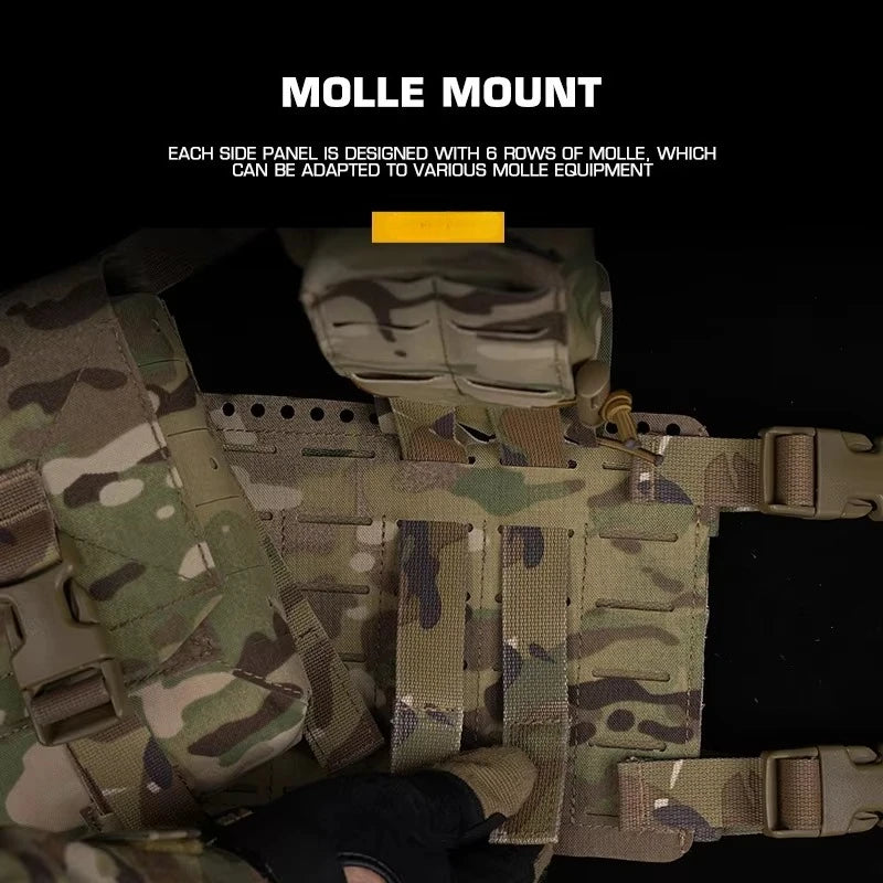 Tactical Alpha Chest Rig with SS Style Expansion Pouch Quick Release 34 Split Chassis Cut Molle Mount Magazine Airsoft Equipment