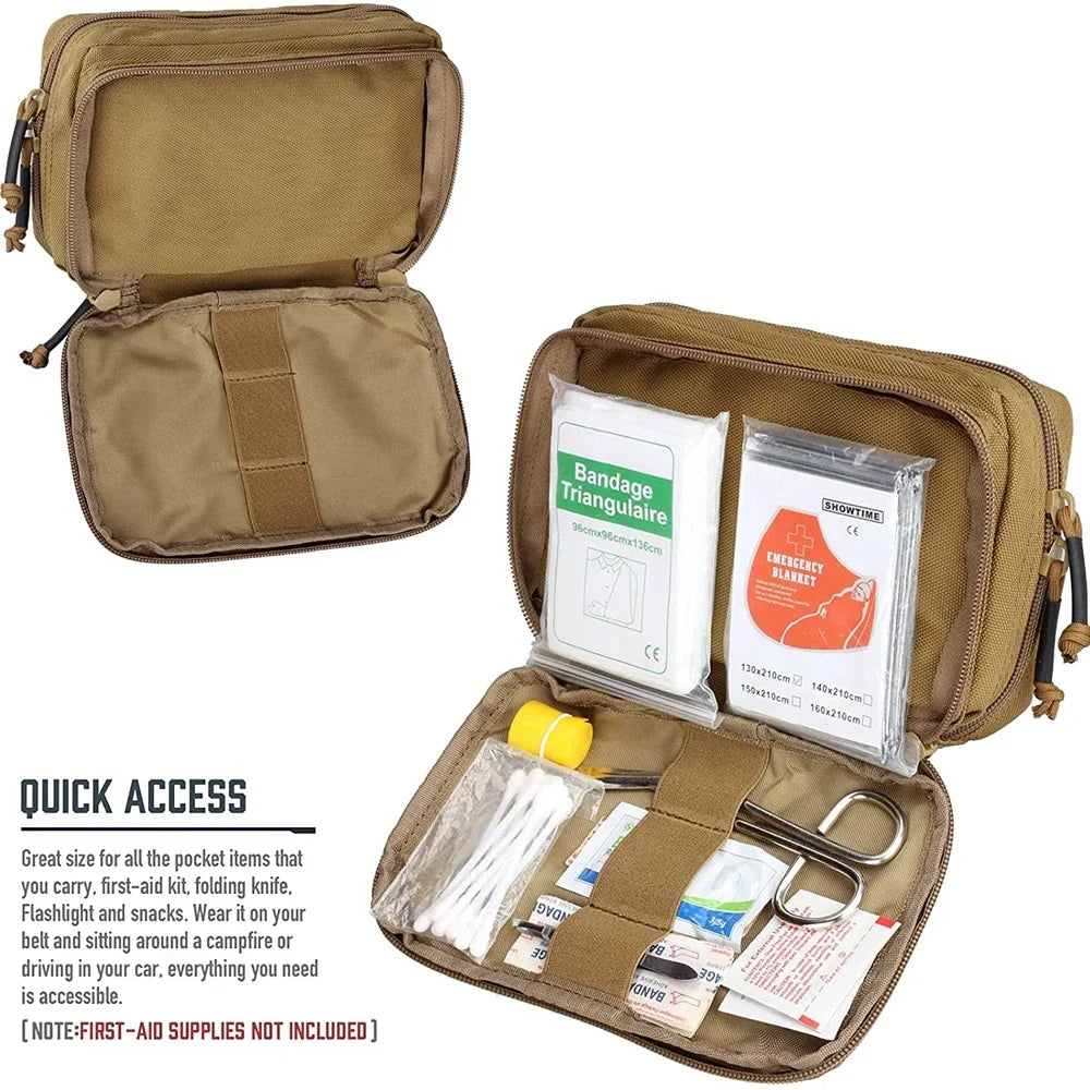 Tactical Molle EDC Pouch Utility Tool Waist Pack First Aid Kit Bag Double Layer Outdoor Emergency Pouch Hunting Survival