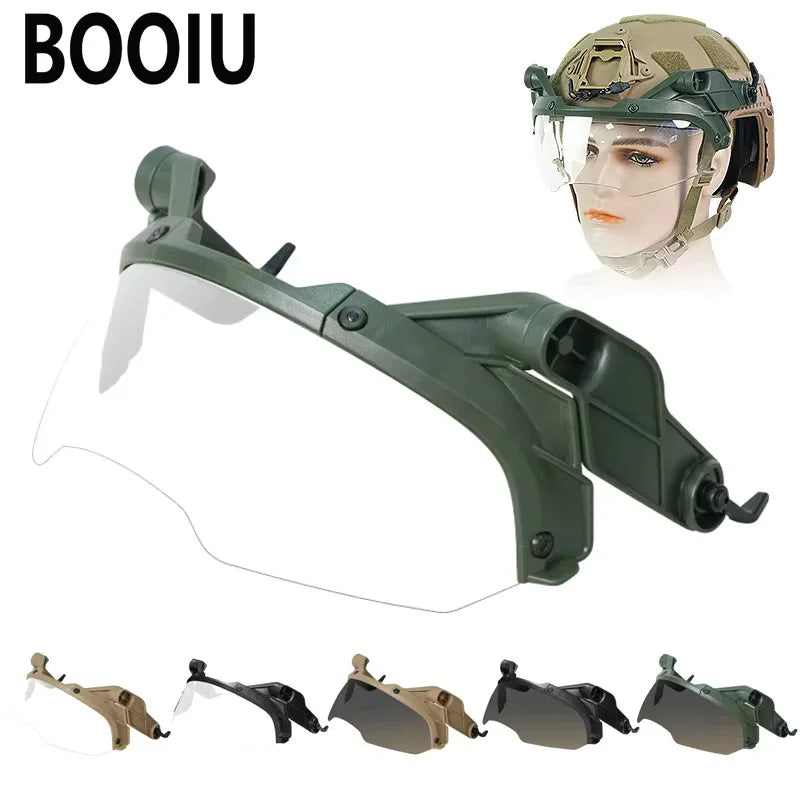 BOOIU Tactical Helmet OP horn Goggles Air Gun Cycling Goggles Hiking CS Paintball Shooting Hunting Helmet Protective Equipment