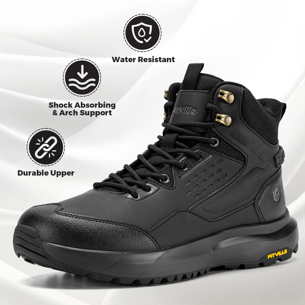 FitVille Men's Boots Water Resistant Extra Wide Toe High-top Hiking Shoes for Men Non-Slip Outdoor Tactical Combat Military Boot