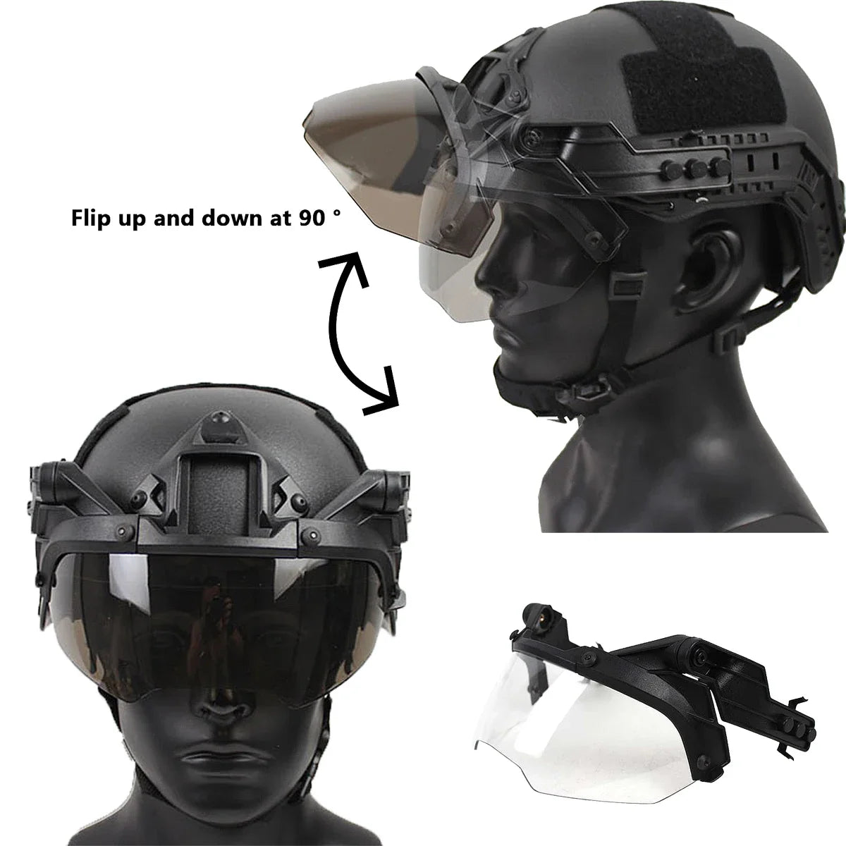 Tactical FAST Helmet Half Face Mask With Flip Goggles Outdoor CS Games Airsoft Paintball Hunting Mask Helmet Accessories