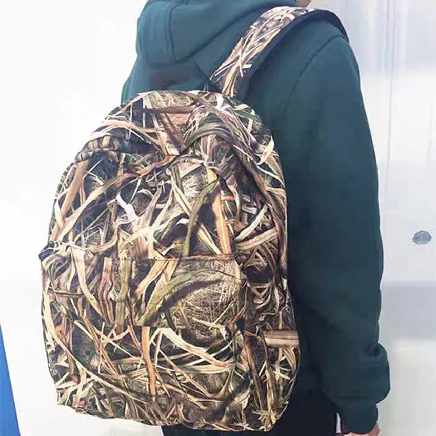 Waterpoof Bionic Camouflage Hunting Fishing Backpack Simple Reed Camo Jungle Backsack Comfortable Soft Shell Foldable Camo Bag