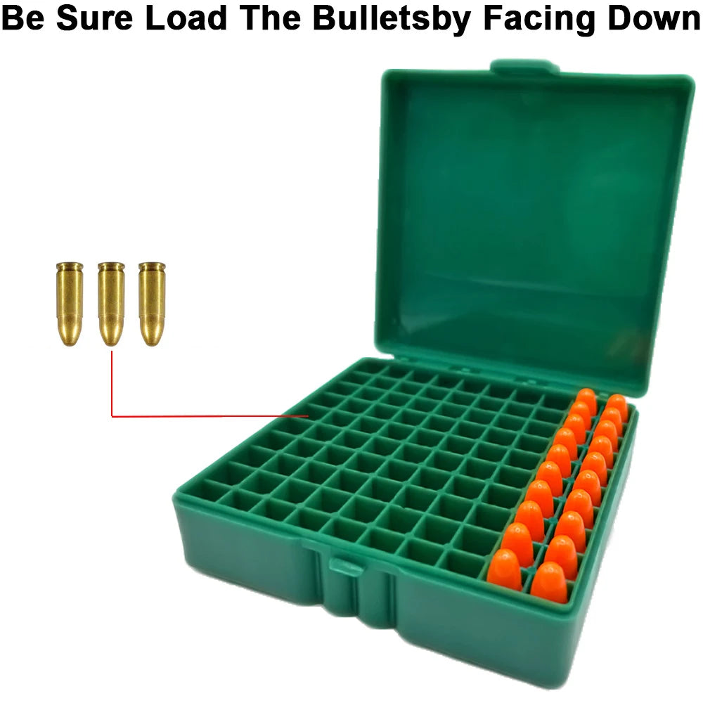 Tactical Bullet Box Ammo Case 9mm .223 5.56mm Pistol Rifle Ammo Carry Storage Box Flip-Top Hunting Bullet Case