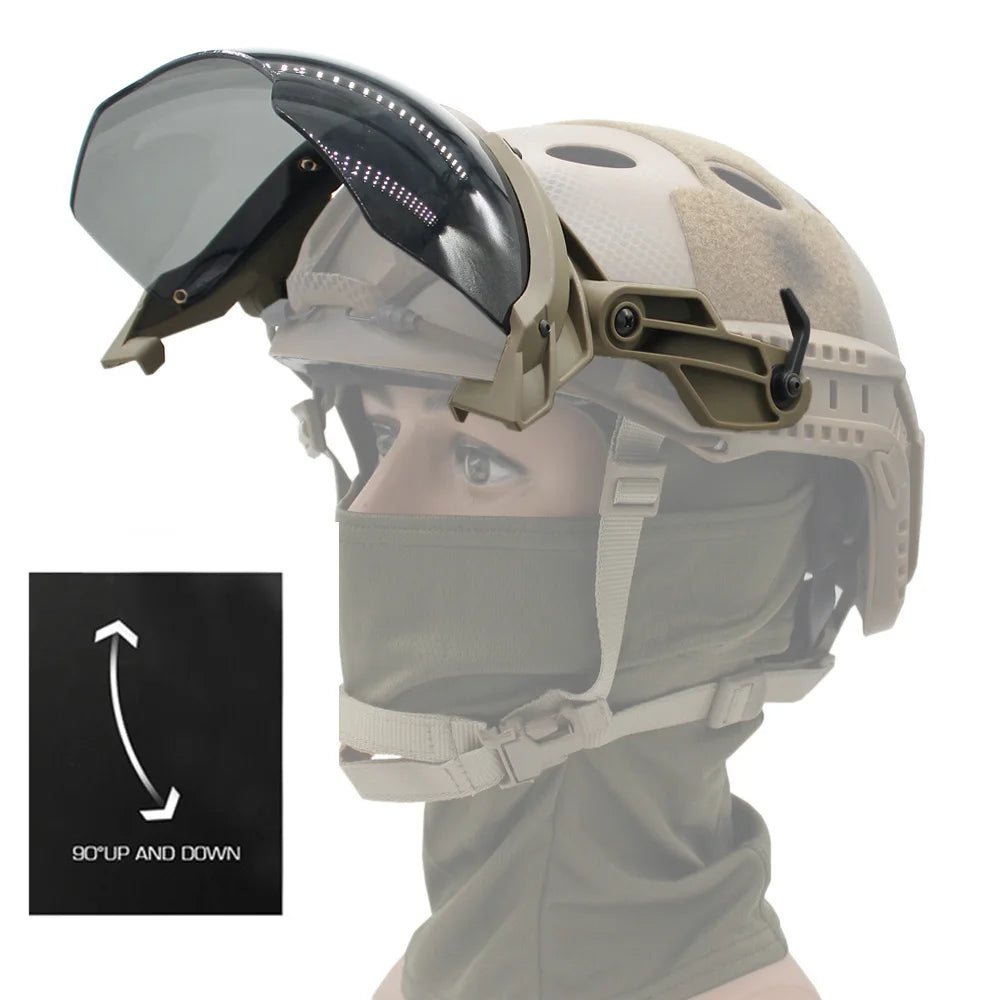 Adjustable Tactical Helmet Flip Goggles Airsoft Paintball Windproof Anti Fog Protection Goggles 2 Lens For FAST Helmet